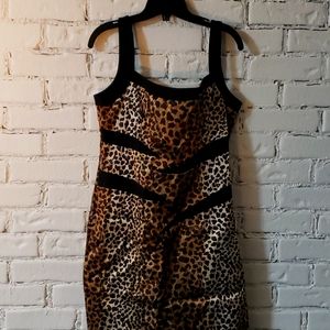 Sexy size 14 leopard print body con satin dress